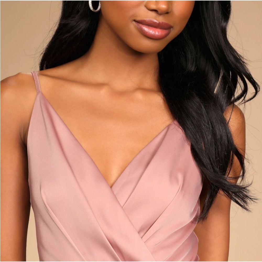 NEW Lulus Classy Night Out Mauve Satin Jumpsuit - Picture 4 of 9